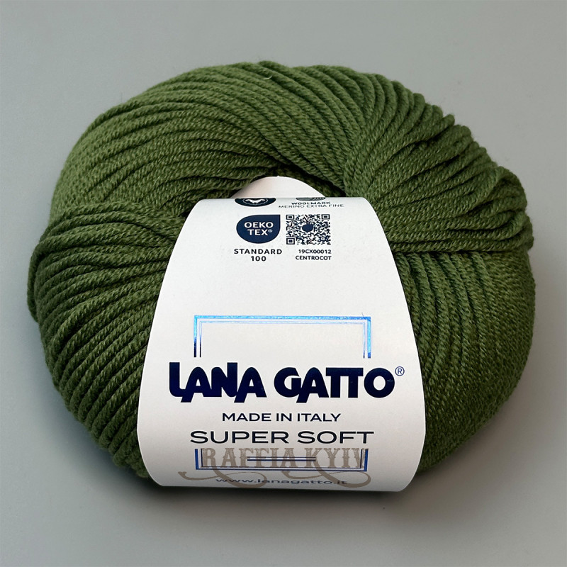 Пряжа Lana Gatto Super Soft, оливковая
