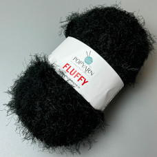 Чорна плюшева пряжа Fluffy, 100 г