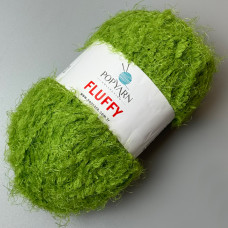 Зелена плюшева пряжа Fluffy, 100 г