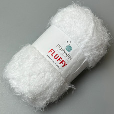 Біла плюшева пряжа Fluffy, 100 г