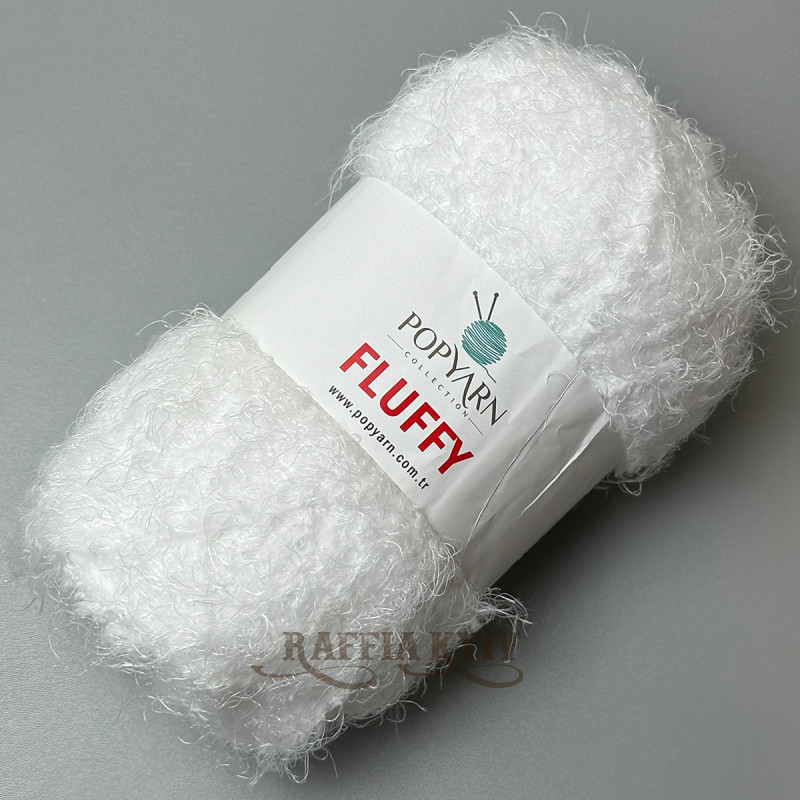 Біла плюшева пряжа Fluffy, 100 г