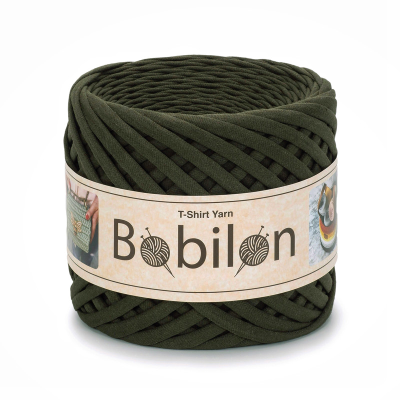 Khaki knitting yarn Bobilon, 7-9 mm, 2 bobbins